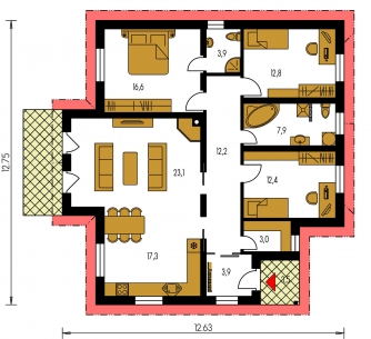 Grundriss des Erdgeschosses - BUNGALOW 38
